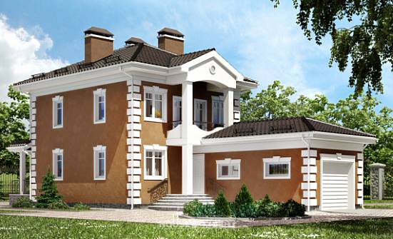 150-006-П Проект двухэтажного дома и гаражом, бюджетный домик из пеноблока Березники | Проекты домов от House Expert