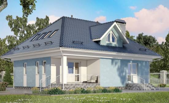 200-002-П Проект двухэтажного дома с мансардой, современный загородный дом из теплоблока Чернушка | Проекты домов от House Expert