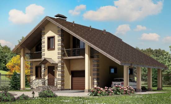150-003-П Проект двухэтажного дома мансардный этаж, гараж, бюджетный дом из бризолита Лысьва | Проекты домов от House Expert