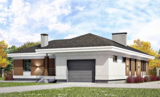 165-001-П Проект одноэтажного дома и гаражом, красивый дом из пеноблока Лысьва | Проекты домов от House Expert