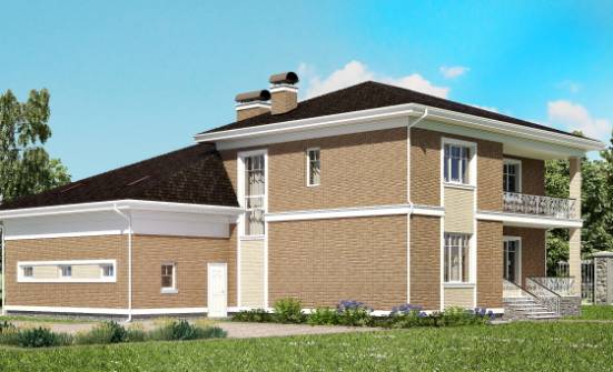 335-002-П Проект двухэтажного дома и гаражом, просторный коттедж из кирпича Красновишерск | Проекты домов от House Expert