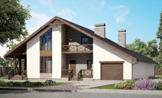 265-001-П Проект двухэтажного дома мансардой и гаражом, красивый коттедж из поризованных блоков Оса | Проекты домов от House Expert
