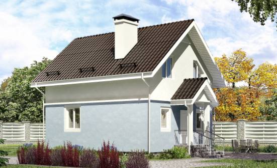 095-002-П Проект двухэтажного дома с мансардным этажом, уютный дом из газосиликатных блоков Оса | Проекты домов от House Expert