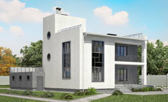 255-001-П Проект двухэтажного дома и гаражом, современный домик из газобетона Оса | Проекты домов от House Expert