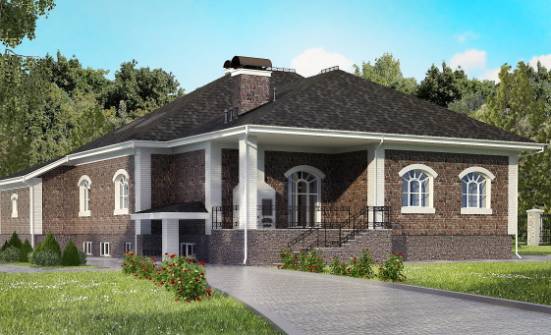 490-001-П Проект трехэтажного дома мансардой, гараж, большой коттедж из кирпича Верещагино | Проекты домов от House Expert