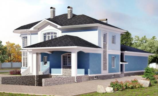 620-001-П Проект трехэтажного дома и гаражом, современный коттедж из газосиликатных блоков Чердынь | Проекты домов от House Expert
