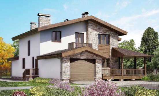 220-001-П Проект двухэтажного дома мансардой и гаражом, классический дом из газобетона Чердынь | Проекты домов от House Expert