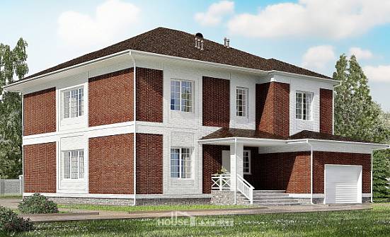 315-001-П Проект двухэтажного дома и гаражом, огромный загородный дом из кирпича Оса | Проекты домов от House Expert