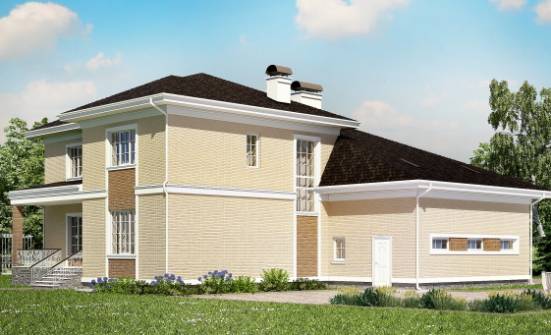 335-001-Л Проект двухэтажного дома и гаражом, большой коттедж из кирпича Очер | Проекты домов от House Expert