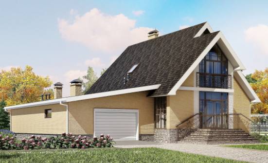 250-001-Л Проект двухэтажного дома мансардой, гараж, уютный дом из твинблока Красновишерск | Проекты домов от House Expert