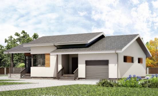 135-002-П Проект одноэтажного дома, гараж, доступный дом из блока Оса | Проекты одноэтажных домов от House Expert