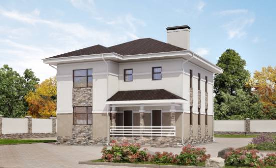 150-014-П Проект двухэтажного дома, недорогой загородный дом из теплоблока Кунгур | Проекты домов от House Expert