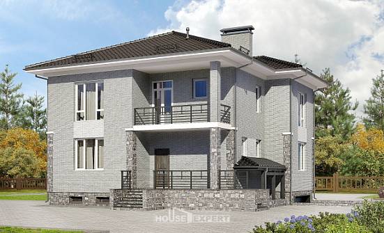 275-004-П Проект трехэтажного дома, гараж, современный коттедж из кирпича Верещагино | Проекты домов от House Expert