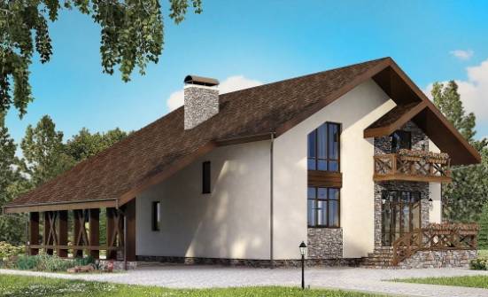 155-007-П Проект двухэтажного дома с мансардным этажом и гаражом, современный домик из бризолита Красновишерск | Проекты домов от House Expert