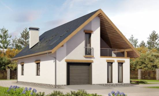 185-005-П Проект двухэтажного дома с мансардой и гаражом, красивый домик из теплоблока Кунгур | Проекты домов от House Expert
