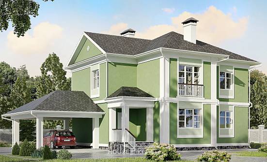 170-001-Л Проект двухэтажного дома и гаражом, уютный дом из газосиликатных блоков Чусовой | Проекты домов от House Expert