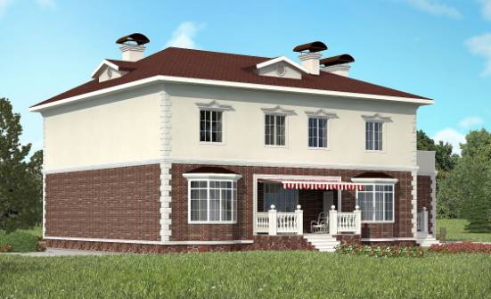 380-001-Л Проект двухэтажного дома, гараж, большой коттедж из кирпича Очер | Проекты домов от House Expert