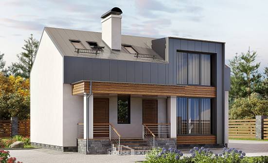 120-004-П Проект двухэтажного дома с мансардой, бюджетный дом из бризолита Чайковский | Проекты домов от House Expert