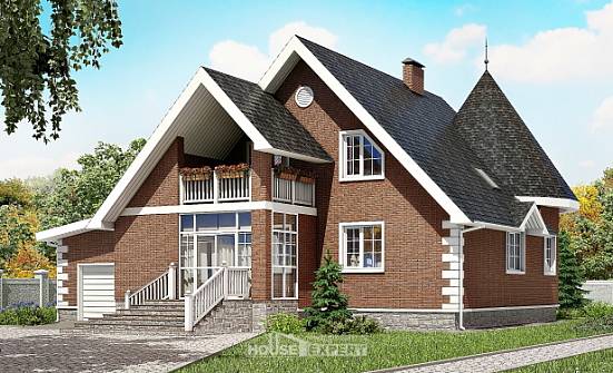 220-002-Л Проект двухэтажного дома с мансардой и гаражом, современный коттедж из твинблока Кудымкар | Проекты домов от House Expert