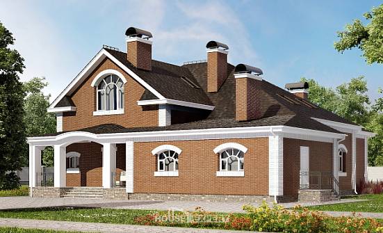 400-003-П Проект двухэтажного дома мансардой, красивый загородный дом из бризолита Оса | Проекты домов от House Expert