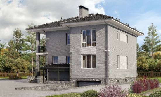 275-004-П Проект трехэтажного дома, гараж, современный коттедж из кирпича Верещагино | Проекты домов от House Expert
