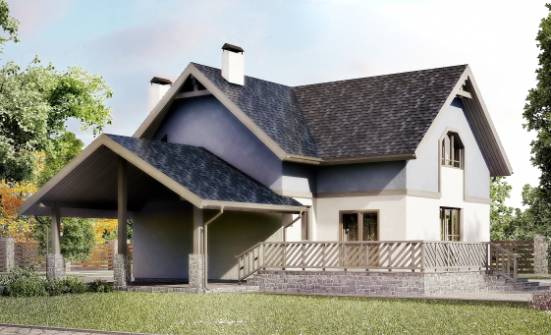150-011-П Проект двухэтажного дома с мансардой и гаражом, современный загородный дом из блока Лысьва | Проекты домов от House Expert