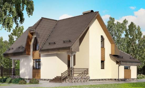150-001-Л Проект двухэтажного дома с мансардным этажом, гараж, уютный дом из блока Красновишерск | Проекты домов от House Expert