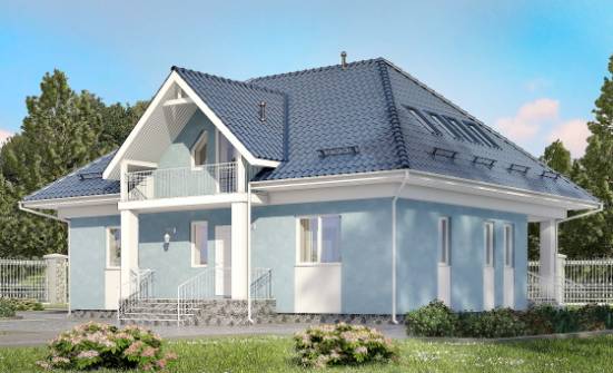 200-002-П Проект двухэтажного дома с мансардой, современный загородный дом из теплоблока Чернушка | Проекты домов от House Expert