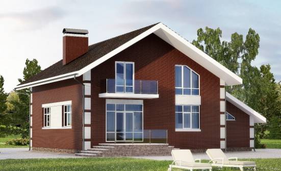180-001-Л Проект двухэтажного дома с мансардой и гаражом, простой загородный дом из газобетона Верещагино | Проекты домов от House Expert