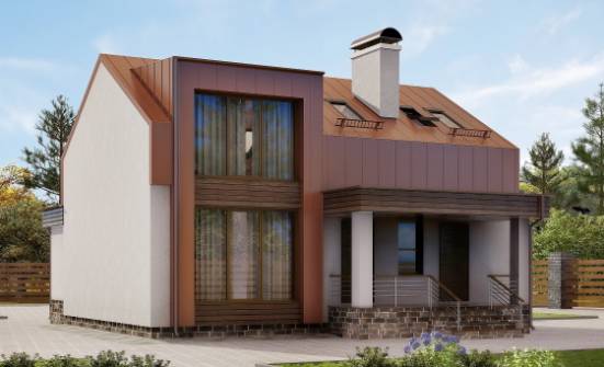 120-004-Л Проект двухэтажного дома с мансардой, красивый дом из керамзитобетонных блоков Пермь | Проекты домов от House Expert