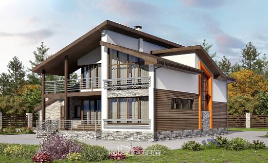 240-004-П Проект двухэтажного дома мансардный этаж, гараж, простой дом из поризованных блоков Добрянка | Проекты домов от House Expert