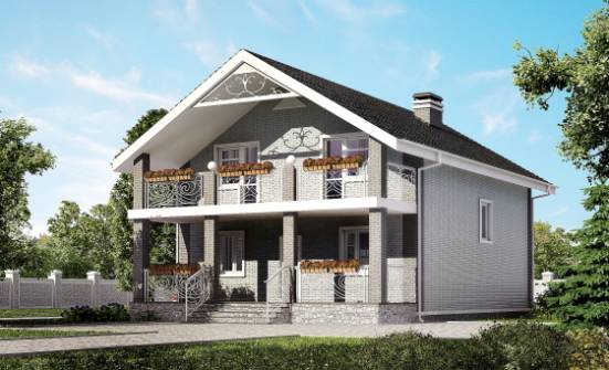 150-007-П Проект двухэтажного дома мансардой, скромный загородный дом из бризолита Краснокамск | Проекты домов от House Expert