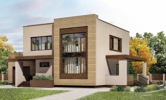 220-003-Л Проект двухэтажного дома и гаражом, средний коттедж из бризолита Соликамск | Проекты домов от House Expert