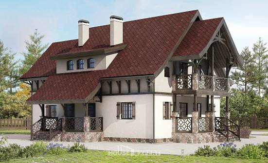180-014-П Проект двухэтажного дома с мансардой, недорогой домик из теплоблока Березники | Проекты домов от House Expert