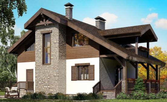 150-004-Л Проект двухэтажного дома с мансардным этажом, современный домик из теплоблока Пермь | Проекты домов от House Expert