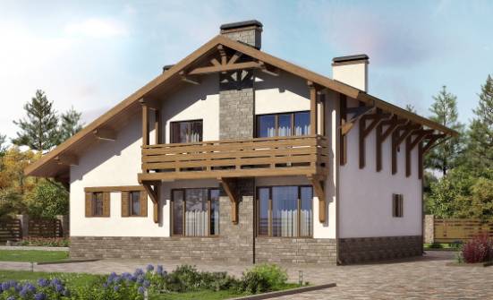 190-007-П Проект двухэтажного дома мансардой, гараж, средний домик из кирпича Пермь | Проекты домов от House Expert