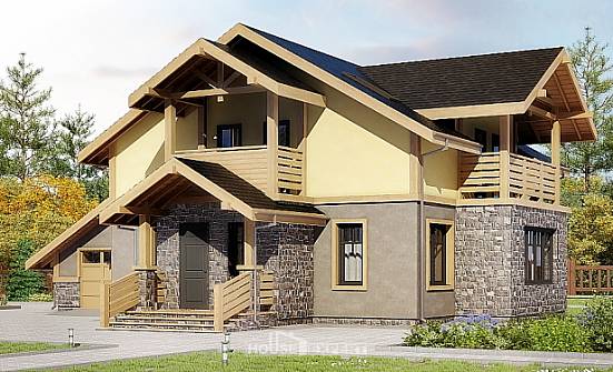180-011-П Проект двухэтажного дома с мансардой, гараж, классический домик из твинблока Чайковский | Проекты домов от House Expert