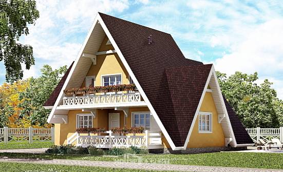155-008-П Проект двухэтажного дома мансардой, экономичный коттедж из дерева Чайковский | Проекты домов от House Expert