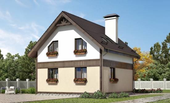 105-001-П Проект двухэтажного дома с мансардой, уютный домик из блока Чайковский | Проекты домов от House Expert