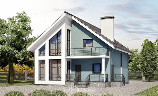 170-006-П Проект двухэтажного дома мансардный этаж, компактный домик из арболита Кунгур | Проекты домов от House Expert