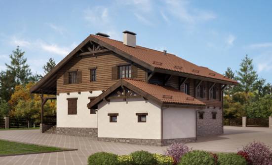 255-002-Л Проект двухэтажного дома с мансардой и гаражом, классический дом из арболита Краснокамск | Проекты домов от House Expert