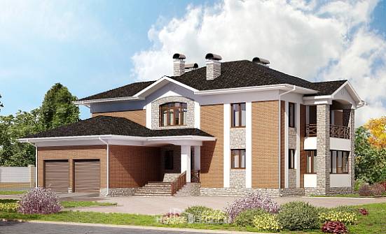 520-002-Л Проект трехэтажного дома, гараж, большой домик из газосиликатных блоков Оса | Проекты домов от House Expert