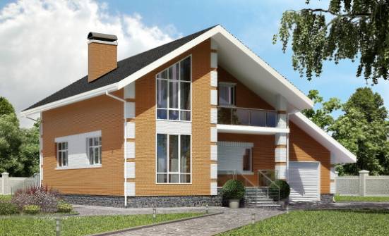 190-006-П Проект двухэтажного дома мансардный этаж и гаражом, просторный домик из пеноблока Чернушка | Проекты домов от House Expert