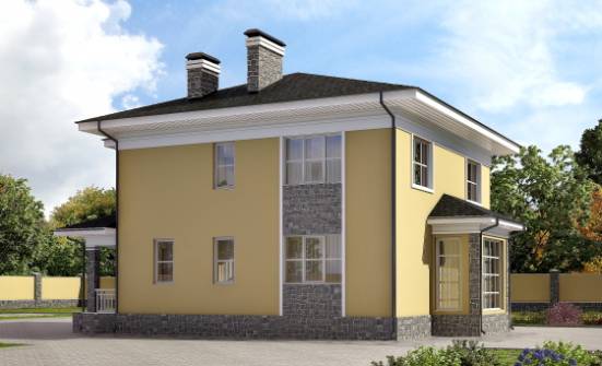 155-011-Л Проект двухэтажного дома, уютный коттедж из поризованных блоков Чусовой | Проекты домов от House Expert
