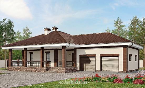 160-015-П Проект одноэтажного дома, гараж, бюджетный загородный дом из керамзитобетонных блоков Лысьва | Проекты домов от House Expert