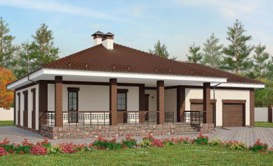 160-015-П Проект одноэтажного дома, гараж, бюджетный загородный дом из керамзитобетонных блоков Лысьва | Проекты домов от House Expert