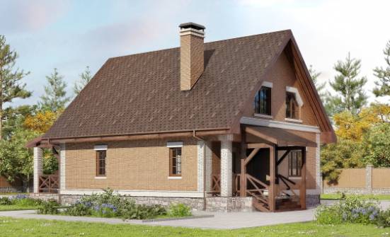 160-011-Л Проект двухэтажного дома с мансардой, недорогой домик из блока Кудымкар | Проекты домов от House Expert
