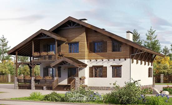 260-001-П Проект двухэтажного дома с мансардой, красивый коттедж из кирпича Верещагино | Проекты домов от House Expert