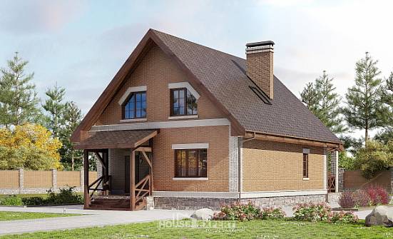 160-011-Л Проект двухэтажного дома с мансардой, недорогой домик из блока Кудымкар | Проекты домов от House Expert