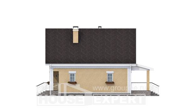 130-004-П Проект двухэтажного дома мансардой, небольшой коттедж из газосиликатных блоков Пермь, House Expert